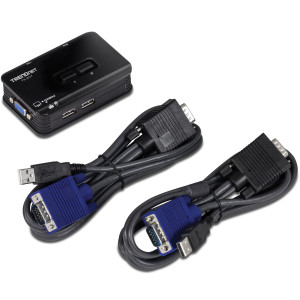 TRENDnet TK-207K 2-Port Desktop KVM Switch, 2048 x 1536 resolution, 2 USB 2.0, 1 x VGA/SVGA HDB 15-pin (Female)